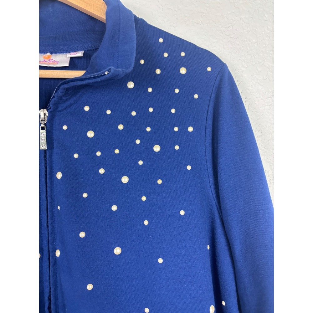 Quacker Factory Pearl Embellished Full Zip Women Jacket SZ 1X Grandmacore Granny - Picture 5 of 8